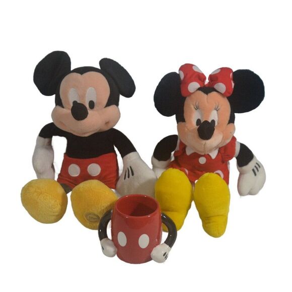 Disney bundle Mickey Mouse Mug and Mickey and Minnie Mouse Plush Toys - Picture 1 of 5